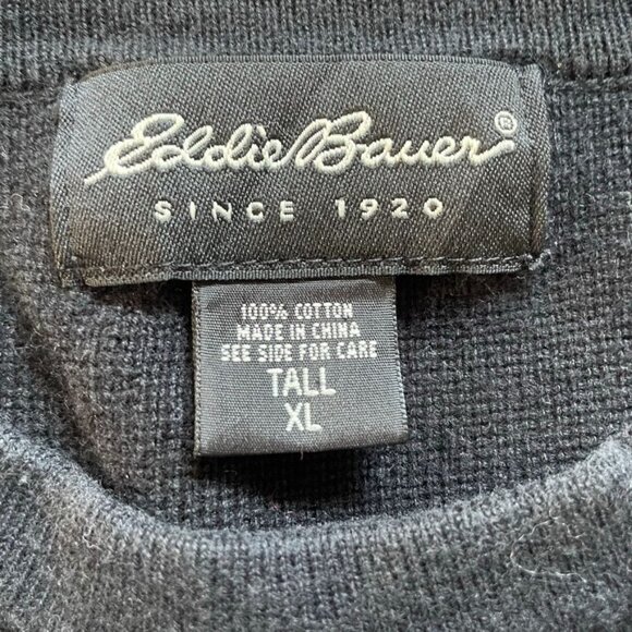 Eddie Bauer Crew Neck Sweater Mens Greay Black Winter Top Size Tall XL u - Picture 6 of 8
